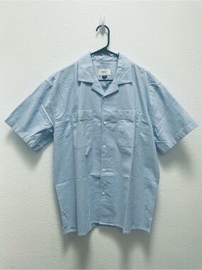 NWT American Eagle Camp Collar Shirt Light Blue Short Sleeve Button Up